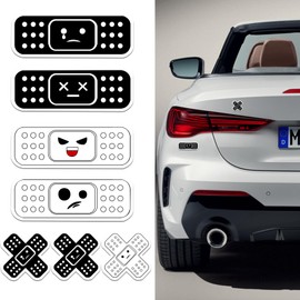QZTYTY Car Bandaid Sticker, Bumper Stickers for Cars, Funny Cute Auto Cartoon Bandage Stickers with 2 Shapes, Car Accessories Decorative Band-Aid Sticker Universal for Vehicle Truck (Black White)
