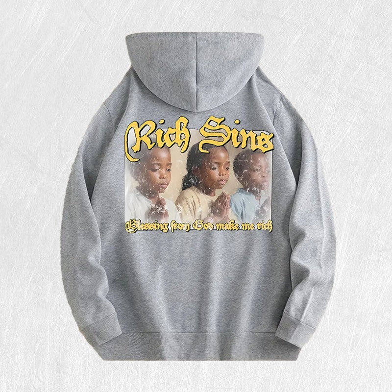 Rich Sins Graphic Hoodie 100% Cotton US Warehouse 6 ColorsColor: