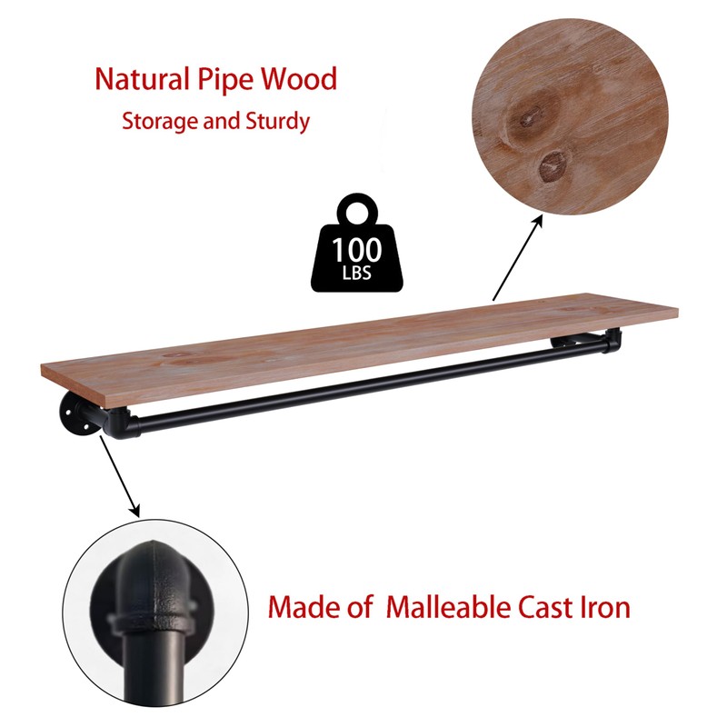 TEDIDUWA Clothes Rack 48in, Wall Mounted Garment Rack with Real