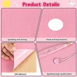 24 Pieces Glitter Cardstock for Grad Caps, DIY Grad Cap Decorations for Grad Party with Self-Adhesive,Pink