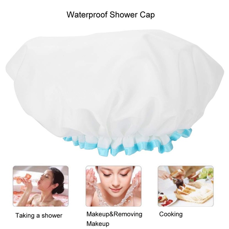 Double Layer Waterproof Shower Cap Thickening Elastic Women Bath Hat