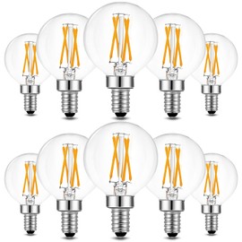 BRIMAX 10 Pack G16.5 Bombillas,Bombillas LED regulables 4W E12 Equivalente 40W,Bombilla Edison Globo Pequeño 2700K Blanco Cálido,AC120V,Sin Parpadeo para Ventiladores de Techo Candelabro Colgante