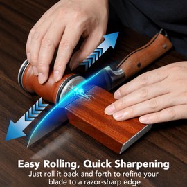Rolling Knife Sharpener for Razor Sharp Edges, Easy Kitchen Knife Sharpening Tool Kit for Steel of Any Hardness, 15 & 20 Degrees Powerful Magnetic Holder