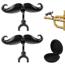 2Pcs Clip-On Mustache for Trumpets,Clip-On Mustache for Small Shank Trombone,with Protective Case,Easy Mouthpiece Add-On for Fun Shows,Funny Trombone Accessory