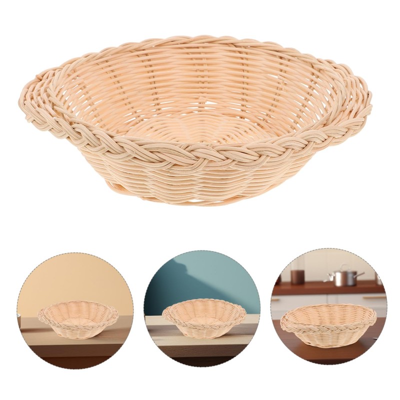 BIUDECO Bread Basket Rattan Large Kitchen Basket Japanese Daiso Style