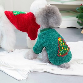 Izefia Dog Sweater Dog Costume Christmas Clothes Gift Fleece Dog Woolen Sweater Winter Warm Pajamas Christmas Father Reindeer Tree Dog Sweater for Small Dog Medium Dog Cat Tree Green XXL
