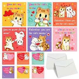 JUESMOS Cat Valentines Day Cards for Kids Classroom 30PCS Kids Valentines Day Cards with Envelopes Kitten Valentine Exchange Cards Valentines Day Greeting Cards for Girls Boys Classroom Gift Exchange