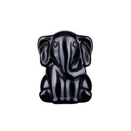 CrystalTears Black Obsidian Crystal Elephant Figurine Carved Healing Gemstone Elephant Animal Statue Ornament for Home Office Decor Good Luck Elephant Crystal Gifts for Women Men Christmas