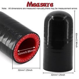 2Pcs High Temperature 4-Ply Reinforced Silicone Hose Cap ID 7/8 Inch(22mm) Hose End Plug For Turbo Bypass Valve/Fix Leak/Throttle Body Water Port/Heater Core/Coolant Heater Vacuum Water Port