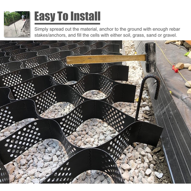 MIWOOYY 2" Thick Gravel Ground Grid 9ft x 17ft -