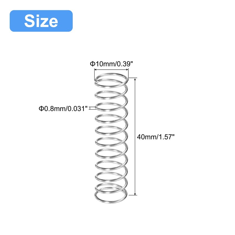 QUARKZMAN Compression Spring 304 Stainless Steel 10 mm AD 0.8