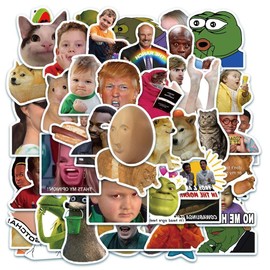 Pack of 50 Meme Stickers Pack Anime Meme Sticker Set Waterproof Vinyl Stickers for Laptop Children Cars Motorcycle Bicycle Skateboard Luggage Suitcase Computer Sticker Graffiti Decal
