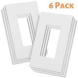 Bates- Screwless Decorator Wall Plates, Switch Plate Covers, 6 Pack, Screwless Wall Plates 1 Gang, White Switch Plate Covers, Switch Cover Plate, Wall Switch Cover, Electrical Outlet Cover Plate