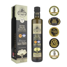 Ellora Farms, Greek Extra Virgin Olive Oil, Certified PDO Messara, Greece, First Cold-Press, Phenol Rich, Keto Diet, Unfiltered and Unrefined, Dark Bottle 17 FL oz.