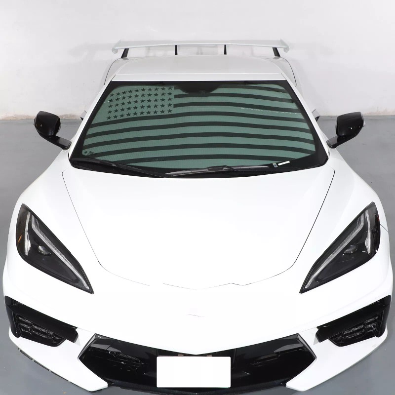 car-attention Windshield Sun Shade Visor US Flag UV Block Shield