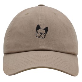 JPAK Dog Face Premium Dad Hat Embroidered Baseball Cap Puppy French Bulldog Khaki