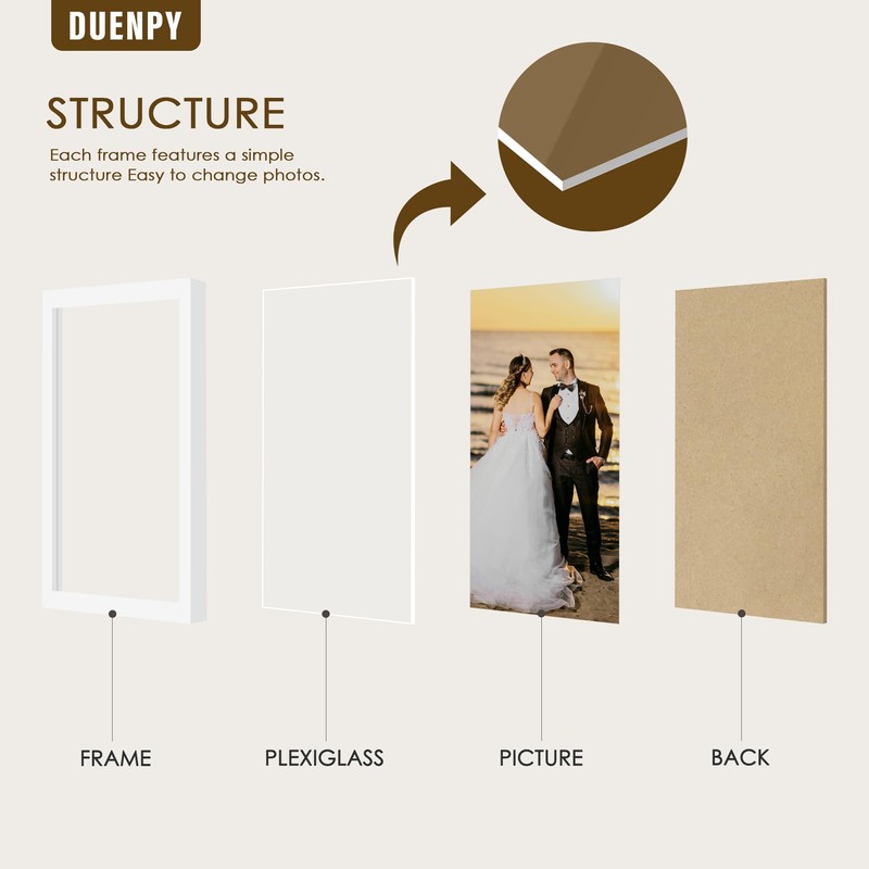 DUENPY 5 Folding 5x7 Picture Frame Horizontal Engineered Wood Accordion