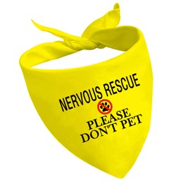 CENWA Nervous Rescue Dog Bandana, Yellow, One Size, Polyester, Please Don't Pet