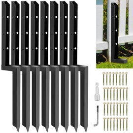 ATCWF 8-Pack 2" Width Fence Post Repair Kit, 34in Total Length Heavy Duty Ground Spike Anchor for Wooden Post Repairing Tilted/Broken Posts