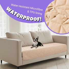 Charlie’s Sofur Waterproof Dog Bed Sofa Cover Protector Pet Blanket (2 Seater 76x178cm) for Couch Furniture Car Boot Non-Slip Quilted Padded Washable for Pets/Dogs/Cats/Kids - Oat