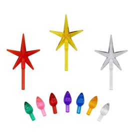 Creative Hobbies Ceramic Christmas Tree Replacement Lights, Medium Twist Light Ornaments, 100 Pc Multi Colors Plus 3 Tree Topper Stars