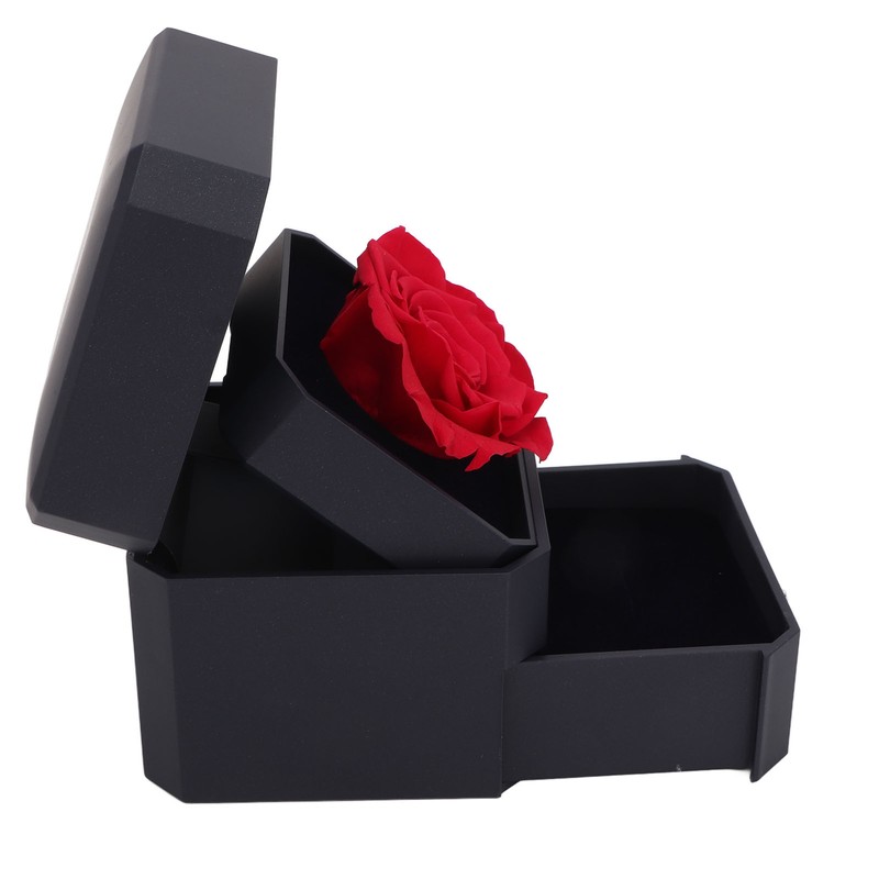 Red Rose Gift Box Soft Flocking Lifting Drawer Portable Jewelry