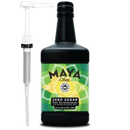 Maya Chai Tea Concentrate, Zero Sugar, Heritage Recipe, 64 Ounce with White Pump