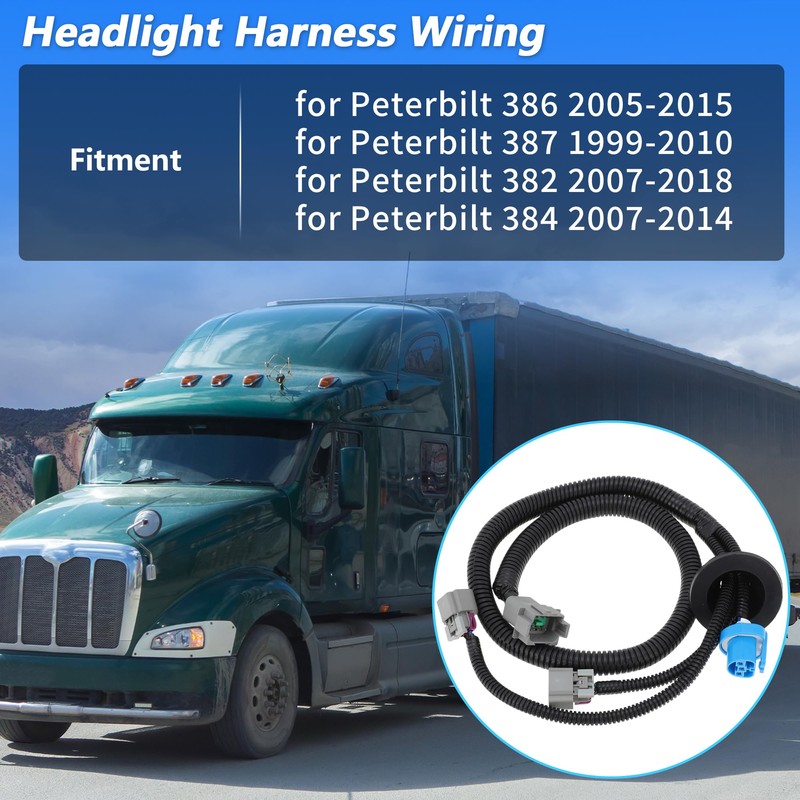 A ABSOPRO Headlight Harness for Peterbilt 386 2005-2015 for Peterbilt