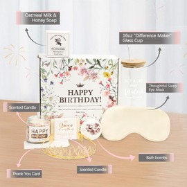 Happy Birthday Gift Box for Women – 8pcs Spa Set, Gifts for Birthday Unique, for Her, Mom, Grandma, Daughter, Girl, Sister, Friend - Care Package