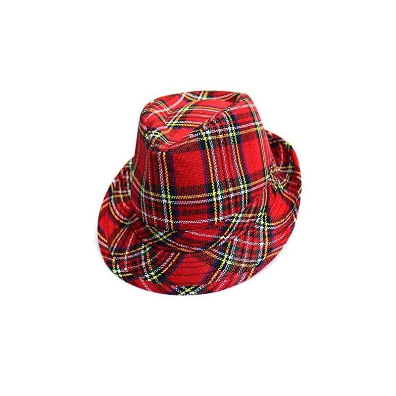 By Robelli Adult Red Tartan Trilby Fedora Hat