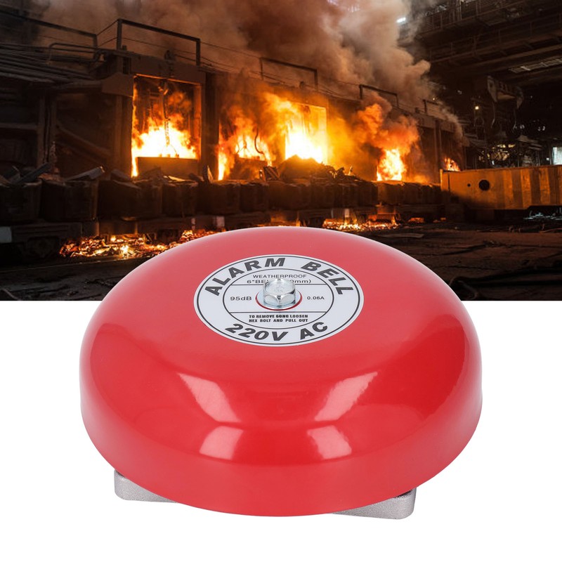 Fire Alarm Bell Electric Metal Round 6in 95db 220V Accessory