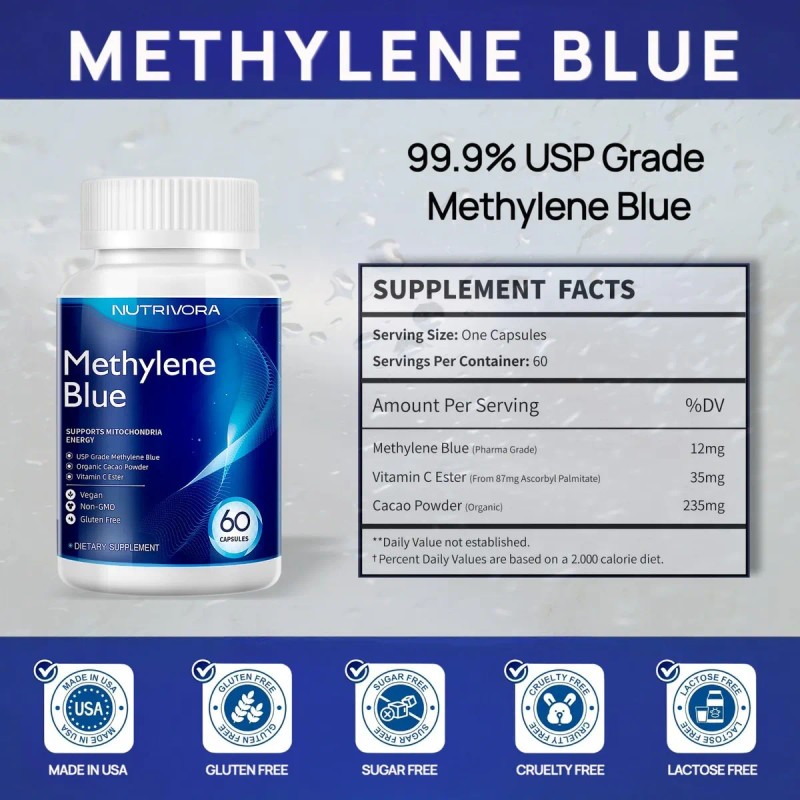 Nutrivora Azul De Metileno Usp 60 Cpsulas Antioxidante