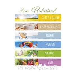 Retirement Card, Retirement Cards, Card without Text Inside, Card in Foil, DIN A6, Card includes Envelope, Motif: Film Roll