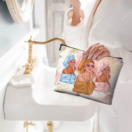 Pequeña bolsa de maquillaje para bolso, bonita lona, bolsa de cosméticos impermeable para mujer, bolsa de aseo de viaje con cierre, Fashion Clipart