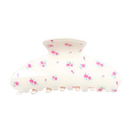 DXYAKY Acrylic Hair Claw Clips for Women and Girls - Large 3.5" Non-Slip Clamps with Fruit & Floral Print, Strong Hold Claw Clips for Thick or Thin Hair - Summer Cute Styling Accessories - Pink Rose