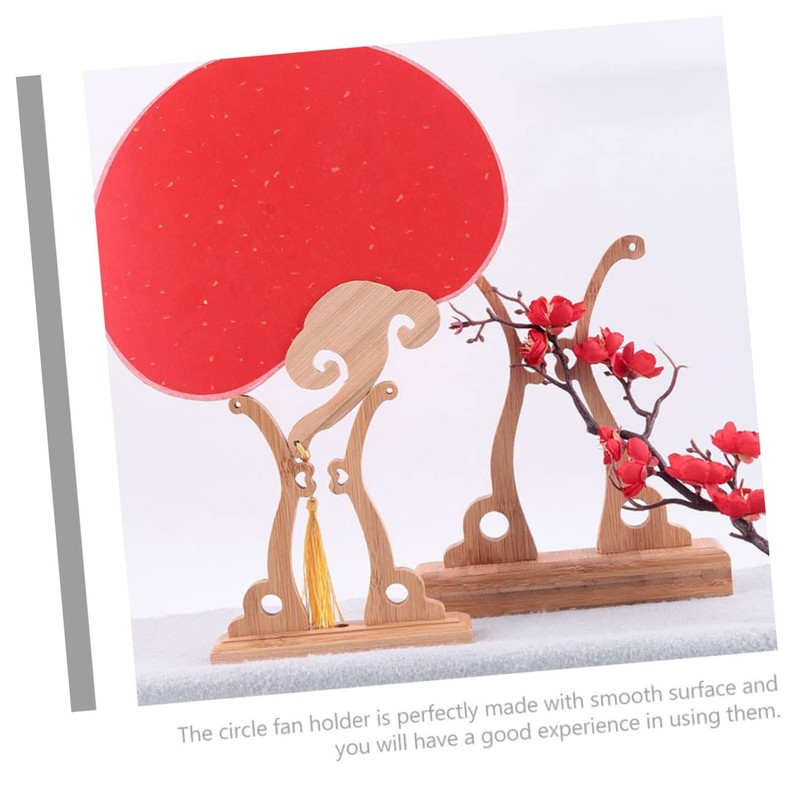 VILLFUL Traditional Chinese Style Folding Stand Stable Circle Fan Holder