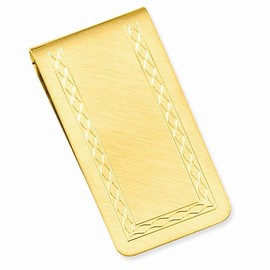 Jewels By Lux Gold-Plated Kelly Waters with Engraveable Area Florentine Money Clip