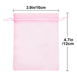 G2PLUS Pink Organza Gift Pouches - 10x12 CM Small Organza Favor Bags, 100 PCS Wedding Jewelry Bags - Clear Mesh Pouches Perfect for Wedding, Christmas, Birthday, Anniversary
