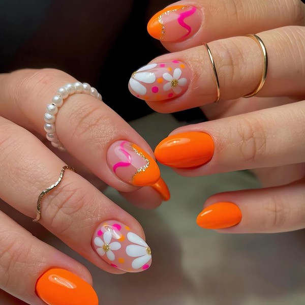 Irikdescia 24 Stück Kurze Mandelform Süßes Blumen Design Französischer Press