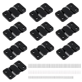 [10 Pairs Large] Interlocking Flush Mount Brackets, Stainless Steel Heavy Picture Hanging Hardware, Hanging Buckle Wall Hanger, Frame Hooks for Showdow Box, Jersey Frame Display Case (Black)