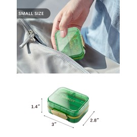 Travel Pill Box,STORICANS Portable Weekly Daily Pill Organiser Small Tablet Organiser Vitamin Box with 7 compartments to Hold Vitamins, Medicines, Pills, Cod Liver Oil Supplements,(Green)