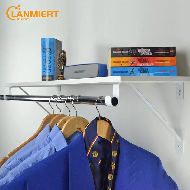 LANMIERT Heavy Duty Closet Rod Bracket, Adjustable Closet Shelf &
