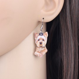 DOWAY Acrylic Dog Earrings Dangle Drop Fashion Pet Jewelry for Women Girls Kids Charm Gift (Brown-2)