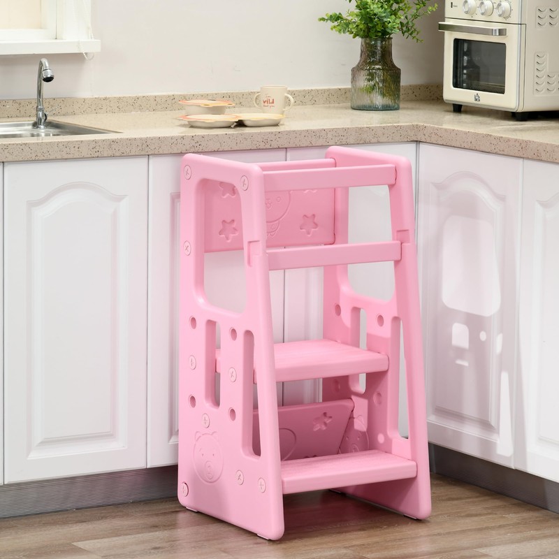 Adjustable Height Toddler Tower, Kitchen Stool Helper with Anti-Slip Mat