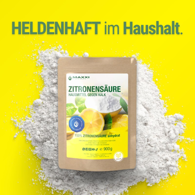 Maxxi Clean | 1x 900 g Zitronensäure Pulver in Lebensmittelqualität