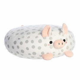 Aurora® Squishy Flapjacks™ Spiffy Spotted Pig™ Stuffed Animal - Perfect for Bringing Comfort to Children - Toys for Bedrooms, Birthday Gifts, and Celebrations - White 12 Inches
