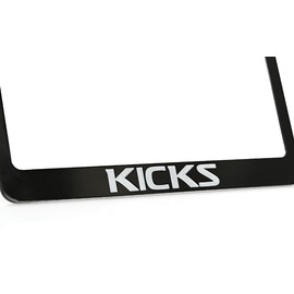 Nissan Kicks Black Powder Coated Metal License Plate Frame Holder Wide Bottom