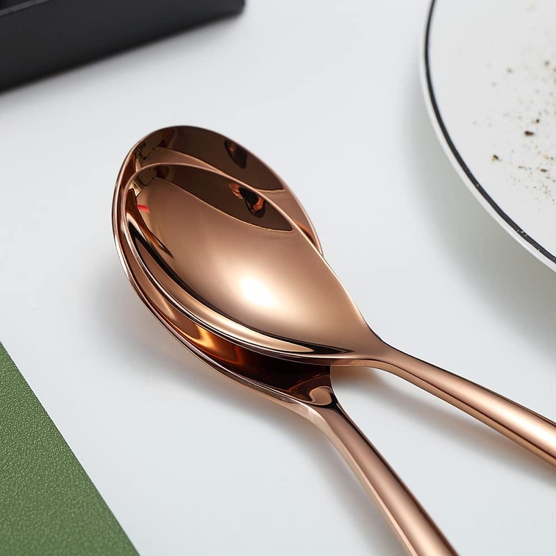Copper Dinner Spoons 6 Piece, 8.1'' Stainless Steel Tablespoons, Soup