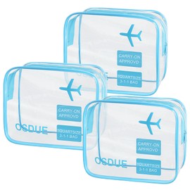 OSDUE Clear Travel Toiletries Bag, 3 Pcs TSA Approved Toiletry Bag with Zippers Clear Makeup Bags, Portable Waterproof Wash Bags Travel Accessories for Women and Men