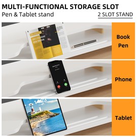 AFOOYO 2 Tier White Dual Monitor Stand Riser,Wider Board Computer Monitor Stand for 2 Monitors,Slot For Phone/Tablet Office Desktop Organizer for Laptop,PC,Computer,Printer,White